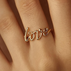 Sterling Silver Love Ring: Dainty Minimalist Promise Ring