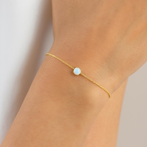 Ethiopian Opal Bracelet • 925 Silver Opal Bracelet • October Birthstone Bracelet • Dainty Chain Link Bracelet • Everyday Stacking Bracelets