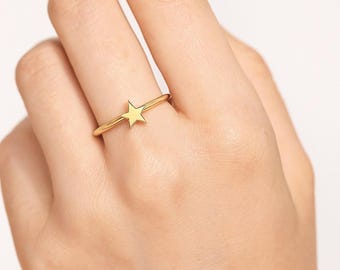 Zierlicher Sterling Silber Stern Ring: Himmlischer Stapelschmuck