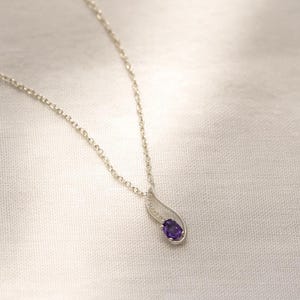 Amethyst CZ Diamond Necklace: February Birthstone, Handmade Jewelry