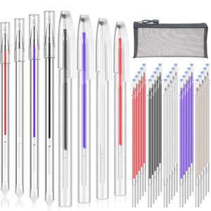 36 Pieces Heat Erasable Pens Set Includes 10 Pieces Heat Erasable Fabric Marking Pens Heat Erase Pens with 25 Pieces Refills and Pen Storage