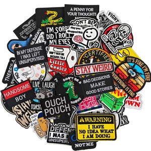 Funny Embroidered Meme Patches, DIY Applique Accessories (20 Pieces)