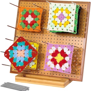 11.8&quot; Crochet Blocking Board with 20 Pins/Pegs, Blocking Board for Crocheting Knitting, Bamboo Granny Square Blocking Boards for Crochet