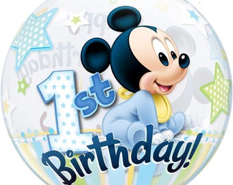 22" Mickey Mouse bellenblaasballon 1e verjaardag