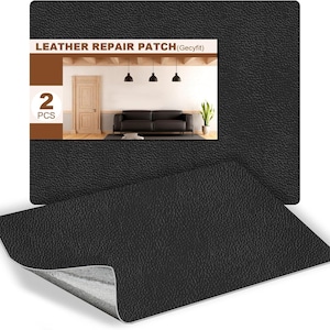 Leather Repair Kit for Furniture, 2 PCS Black Leather Patches Car Interior, 8×11in Self Adhesive Waterproof Fabric Leather Seat Repair