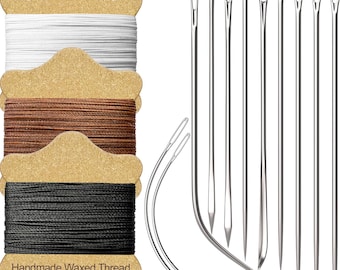Upholstery Repair Kit: Waxed Thread (3 Colors) & Heavy Duty Needles (11 PCS)