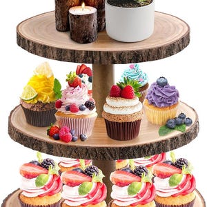 3 Tier Cupcake Stand Wood Dessert Stands CupcakeTier Stand Rustic Cupcake Display Holder Stand Farmhouse Cake Stand for Dessert Table