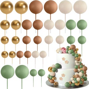 32 piezas de bolas para decorar tartas, mini globos, palitos de espuma, palillos para tartas, bolas para decorar tartas, decoraciones para tartas de boda