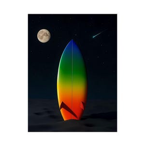Vibrant Surfboard Wall Art, Rolled Posters for Home Decor, Beach Vibes, Perfect Gift for Surfers, Colorful Art Print, Summer Themed Decor