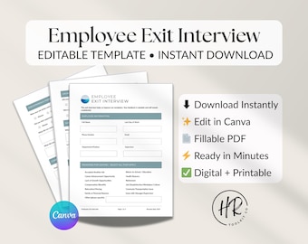 Employee Exit Interview Template: Fillable PDF & Editable Canva Form