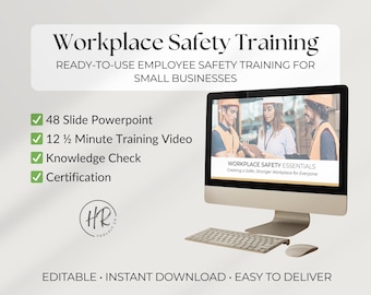 Capacitación en seguridad laboral / Diapositivas y videos editables de Canva (descarga digital)
