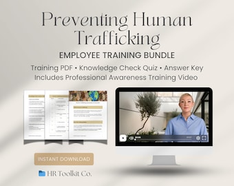 Video de capacitación sobre trata de personas + PDF imprimible y cuestionario / Kit de herramientas de 90 segundos para concienciar a los empleados