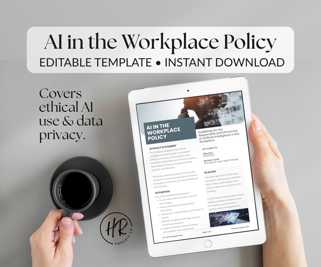 AI in the Workplace Policy Template: Editable HR Document (canva) - Etsy