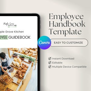 Restaurant Employee Handbook Template | Canva Editable | Small Business HR Manual | Staff Policy Guide