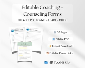 Editable Employee Coaching & Counseling Forms | HR Disciplinary Feedback Tools | Instant Download | Fillable