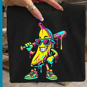 Druipend banaan honkbalspeler SVG, cartoon sport clipart (digitale download)
