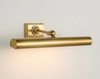 Brass Picture Light Sconce, Antique Vanity Lighting, Mid Century Art Display
