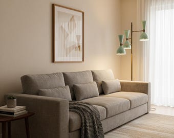 Lámpara de pie moderna de latón de mediados de siglo con base de mármol