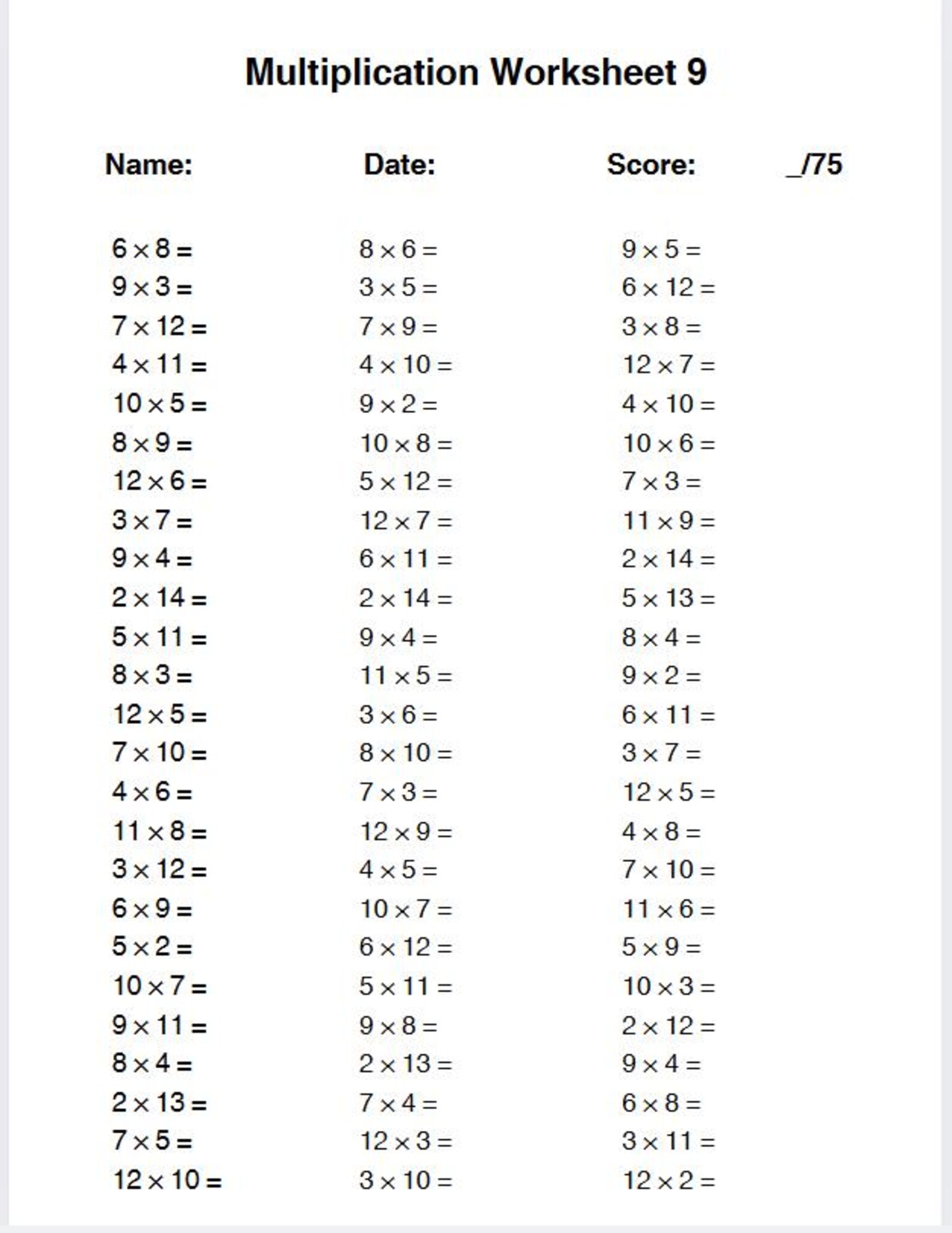 Multiplication Practice Worksheets: 10 Printable Math Sheets (PDF ...
