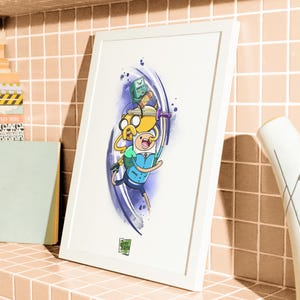 Adventure Time Finn Jake BMO Digital Poster | A3 Watercolor Cartoon ...