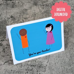 Tarjeta divertida para amigo/profesor - Juego de palabras con gafas espectaculares - Descarga instantánea - Smiling Sticks