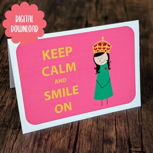 Tarjeta "Mantén la calma y sonríe" - Mensaje de ánimo para tu mejor amigo - Descarga digital - Smiling Sticks