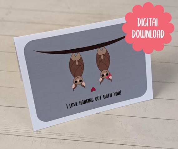 Vampire Bats Valentine's Day Card - "I Love Hanging Out with You" (Digital Download)