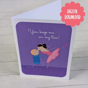 Tarjeta romántica de bailarina - Pareja de baile para San Valentín - Descarga digital - Smiling Sticks