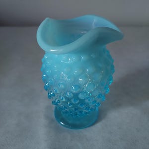 Vintage Fenton Hobnail Small Aqua Bud Vase 3 1/2&quot;T