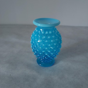 Vintage Fenton Aqua Hobnail Small Bud Vase Opalescent 3 3/4&quot;