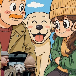 Customised Couple, Family and Pet Portrait, Studio Ghibli Personalised Cartoon Illustration, Custom Portrait Fathers Day Gift