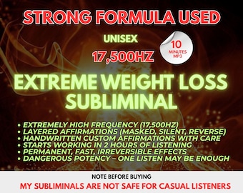 Weight Loss Extreme Subliminal Audio Rapid Fat Loss, Slim Body Metabolism Booster Blockage Remover, Rapid Results, Dream Body Transformation