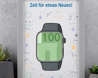 Cash gift: Smartwatch | Cash gift card to print | A4 folding card | Birthday, graduation | PDF PNG JPG | Instant download