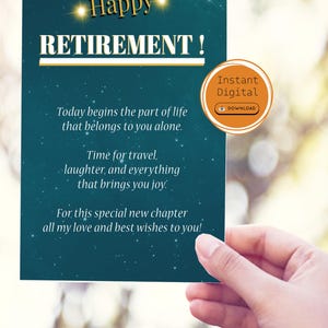 Carte de départ à la retraite imprimable | Format A4 pliable en A5 et PDF 5x7 | Carte d'adieu numérique | Cadeau pour collègue | Téléchargement instantané
