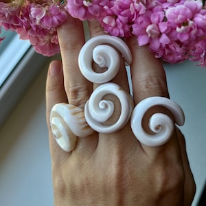 Natural Bali Shell Ring, Wabi-Sabi Imperfect Character, SPIRÁ Seconds