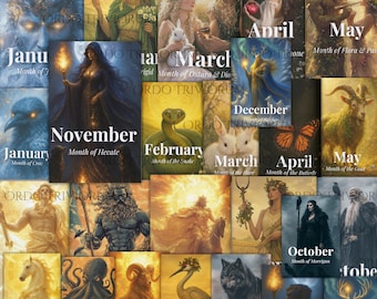 Heksenplanner 2026: gelinkte pdf, mythologie en magische grimoire (500+ pagina's) digitale download