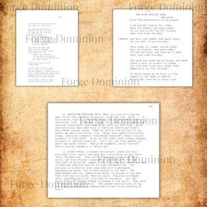 Puede incluir: Tres p&aacute;ginas de texto con el logo "Forge Dominion". El texto incluye una canci&oacute;n titulada "The High Holiday Song" y extractos sobre ejes masculinos/femeninos y herramientas de altar. Las p&aacute;ginas tienen una apariencia vintage y envejecida.