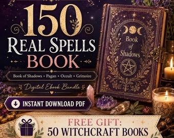 Libro de 150 hechizos reales, hechizos de brujería, Libro de las Sombras, Pagano, Ocultismo, Hechizos en PDF, Grimorio, Descarga digital de libro electrónico + 50 libros gratis