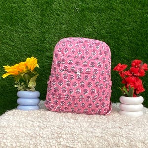 Borsa regalo per bambini con stampa a blocchi indiani, zaino trapuntato in cotone per la scuola e i viaggi