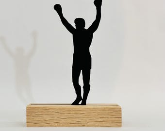 Rocky Balboa silhouette | Minimalist sculpture on a wooden base | Cinema decoration | Original gift | French craftsmanship