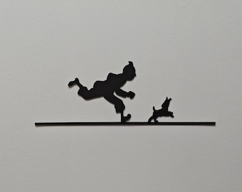 Wall decoration to hang - Tintin theme - Industrial and minimalist style - Made in France