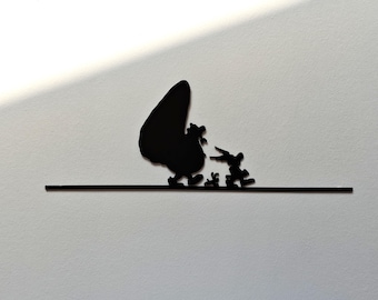 Wall decoration to hang - Asterix and Obelix - Comic strip - Industrial style - Laser cut - Made in France