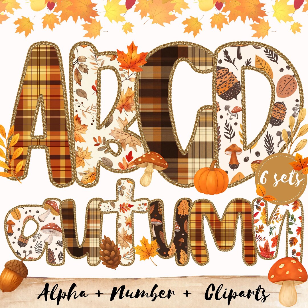 Fall Preppy Floral Alphabet PNG Bundle | 6 Preppy Fall Autumn Letter ...