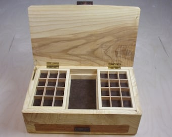Large Jewelry Box Handmade of Ash with Sappel Inlayed Panel from our Elite Collection