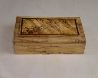 Cuff Link Box, Ring and Earring box-Spalted Maple and inlayed Spalted Maple. Handcrafted wood jewelry box