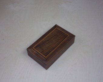 Jewelry box Ring and Earring box-American Walnut and Fancy Walnut. Handcrafted wood  inlayed
