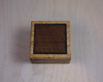 Handcrafted works of Art with a functional flair. Wooden trinket or keepsake box. 4x4x2 1/2
