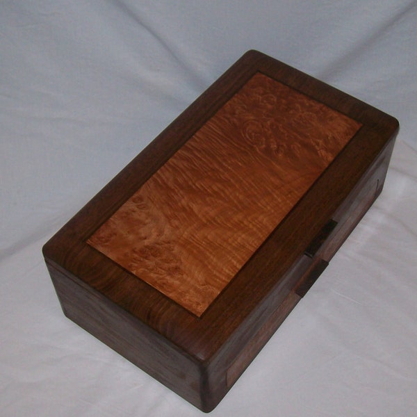 Woodworking Handcrafted Inlay Wood Jewelry Box-Walnut and Maple Burl-The Elite Collection