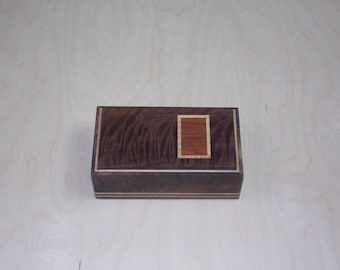 Fancy Walnut box done in the modern art style inlayed with Rose Wood and Maple