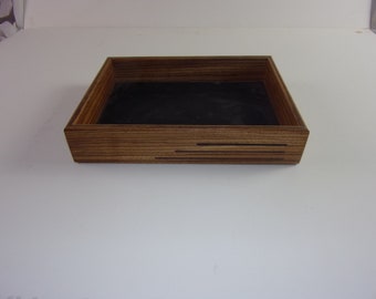 Valet Art Deco Zebra Wood 12"x 9"x2 1/4" Handcrafted or TV remote tray